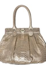 Zagliani Metallic Python Puffy Medium Top Handle