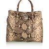 Michael By Michael Kors Hamilton Embossed Python Tote in Beige (silver) - Lyst