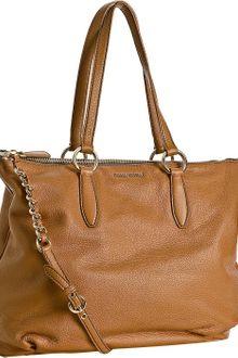 Miu Miu Amber Leather Chain Detail Tote with Strap - Lyst