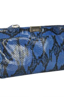 Jimmy Choo Cobalt Snakeskin Zulu Clutch - Lyst