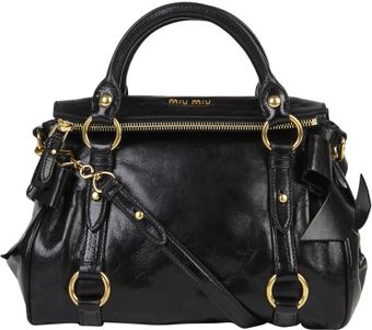Miu Miu Mini Black Vitello Bow Bag - Lyst