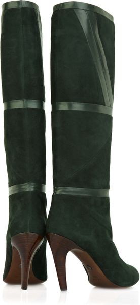 green knee high platform boots