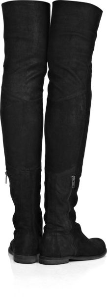 black suede over knee flat boots