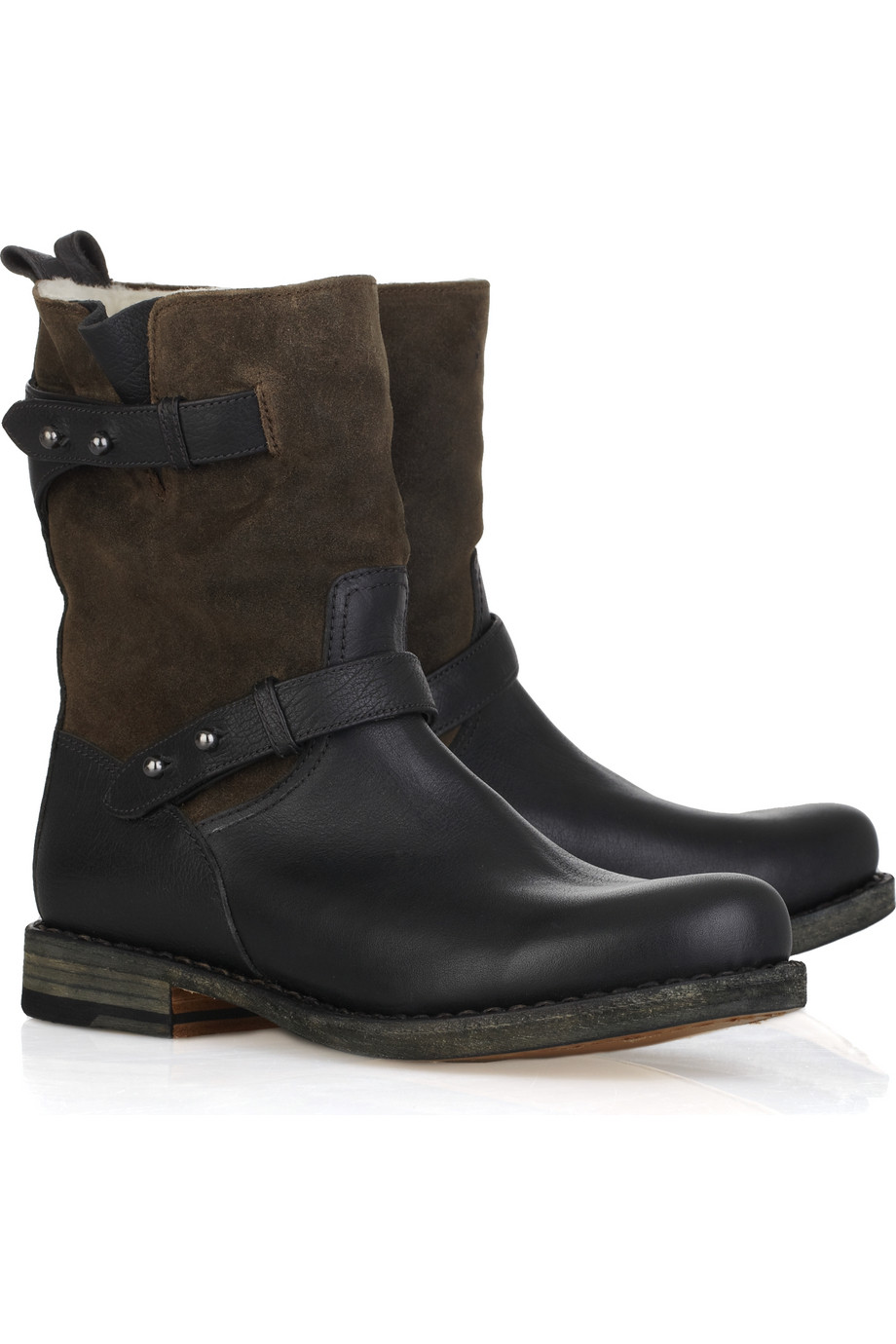 Rag & Bone Moto Leather and Suede Boot in Brown (black) Lyst