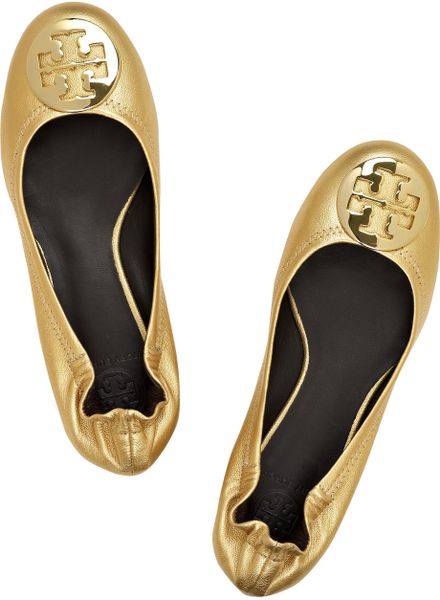 tory burch flats black and gold