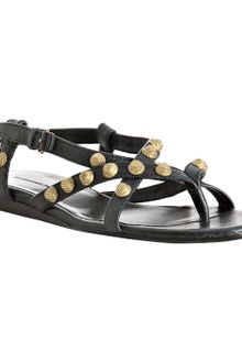 Balenciaga Dark Blue Studded Thong Flat Sandals - Lyst