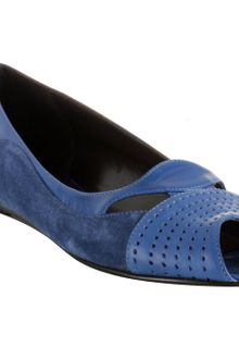Balenciaga Electric Blue Leather Peep Toe Flats - Lyst
