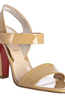 Christian Louboutin Beige Patent Leather Etrier 100 Sandals - Lyst
