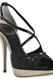 Dior Black Leather Lolita Cork Platform Sandals - Lyst