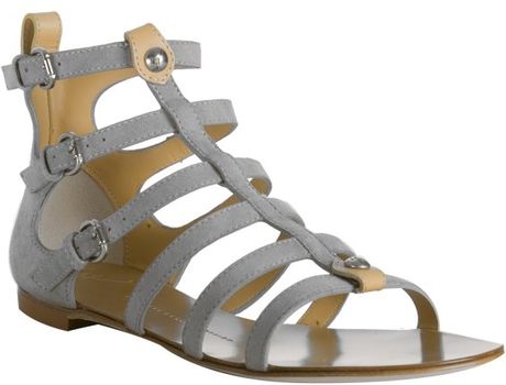 ... Zanotti Grey Suede Open Toe Gladiator Sandals in Gray (grey) | Lyst