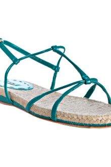 Miu Miu Turquoise Patent Leather Jute Detail Sandals - Lyst