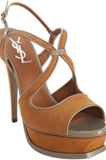 Yves Saint Laurent Orange Suede Cosmo Platform Sandals - Lyst