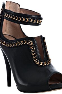 Boutique 9 Black Leather Eleina Chain Detail Ankle Strap Sandals - Lyst