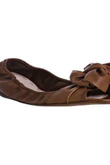 Miu Miu Coconut Leather Bow Detail Peep Toe Flats - Lyst