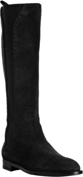 black suede flat boots