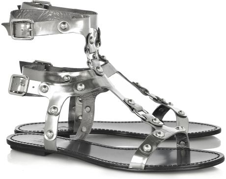 Belle By Sigerson Morrison Metallicleather Gladiator Sandals in Silver - Lyst
