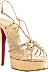 Christian Louboutin Gold Nappa Disco Lilou 140 Platform Sandals