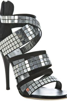 Giuseppe Zanotti Black Suede Mirrored Crisscross Sandals - Lyst