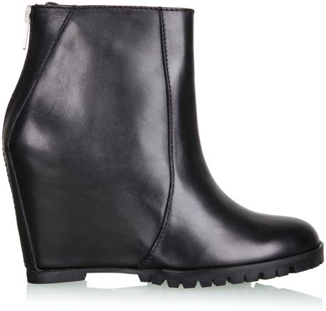 Minimarket Black Zipper Wedge Ankle Boot in Black