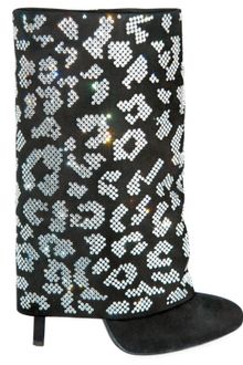 Balmain Crystal Leopard Flap Boots - Lyst