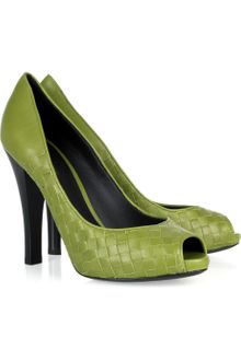 Bottega Veneta Intrecciato Leather Peep-toe Pumps - Lyst