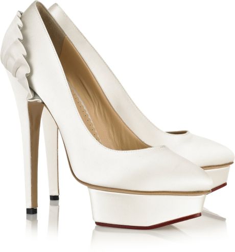 Charlotte Olympia Paloma Satin Platform Pumps in White (ivory) - Lyst