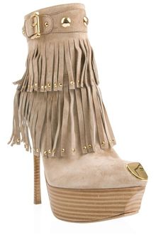 Gianmarco Lorenzi Fringed Suede Calf Boots - Lyst