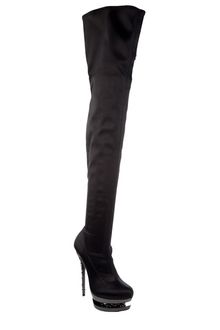 Gianmarco Lorenzi Crystal Heel Thigh High Boot - Lyst