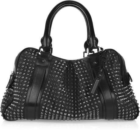 Burberry Studded Leather Knight Bag in Black - Lyst