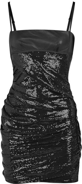  Sequined Dress with Leather Bra 