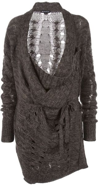 Ann Demeulemeester Tie Waist Cardigan in Brown (beige) - Lyst