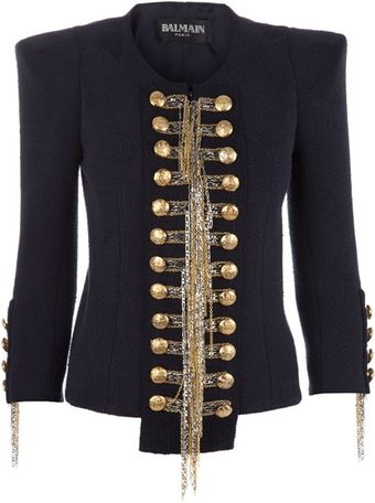 Balmain Silk Military Style Jacket - Lyst