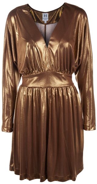 Halston Heritage Metallic Cocktail Dress in Gold Halston Heritage Metallic Cocktail Dress in Gold