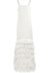 Lanvin Ostrich Feather-trimmed Georgette Gown