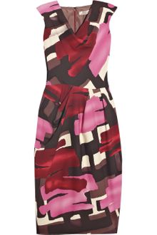Lela Rose Wool-blend Brushstroke-print Dress - Lyst