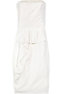 Lela Rose Embellished Silk-crepe Dress - Lyst