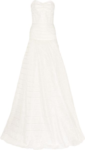 Lela Rose Strapless Embroidered Silkorganza Gown in White (ivory) - Lyst