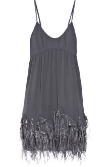 Rebecca Taylor Feather-embellished Silk Dress - Lyst