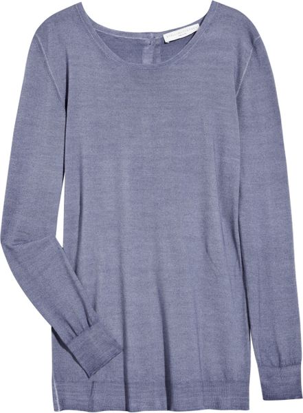 Stella Mccartney Buttonedback Wool Sweater in Blue - Lyst