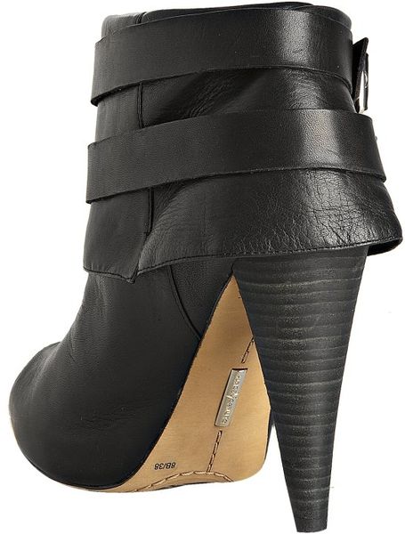 peep toe black leather booties