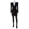 Balmain Structured Shoulder Feature Dress in Black - Lyst