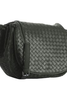 Bottega Veneta Dark Green Woven Nappa Cross Body Flap Bag - Lyst