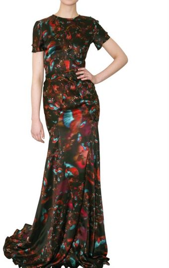  Beaded Silk Satin Dress 