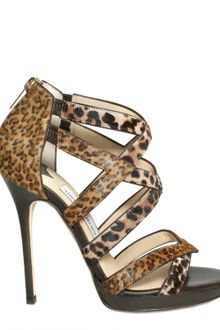 Jimmy Choo 120mm Leopard Printed Pony Sandals - Lyst