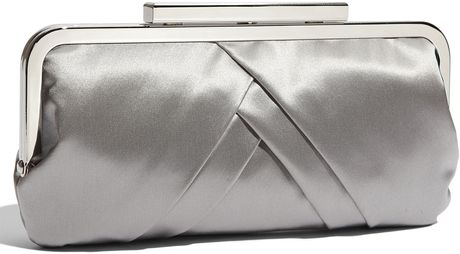 Glint Pleated Frame Clutch in Silver - Lyst