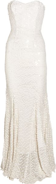 Rachel Gilbert Leticia Sequined Strapless Gown - Lyst