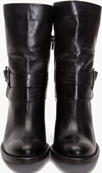 black shin length boots