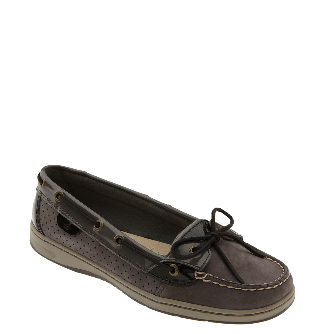 Sperry Top Sider Angelfish Boat Shoe In Black Graphite Suede
