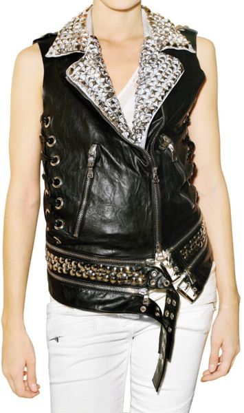 Balmain Black Studded Leather Vest Product 2 105112 768283886 Large Flex 