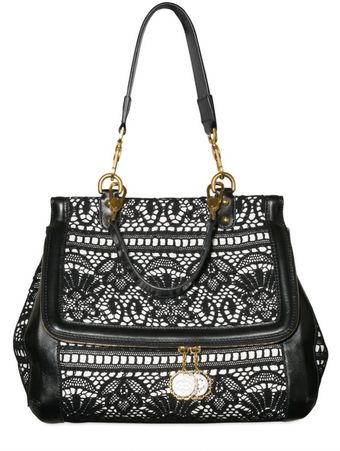 Dolce & Gabbana Lace and Leather Top Handle - Lyst